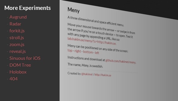 Meny – A 3D and Space Efficient Menu