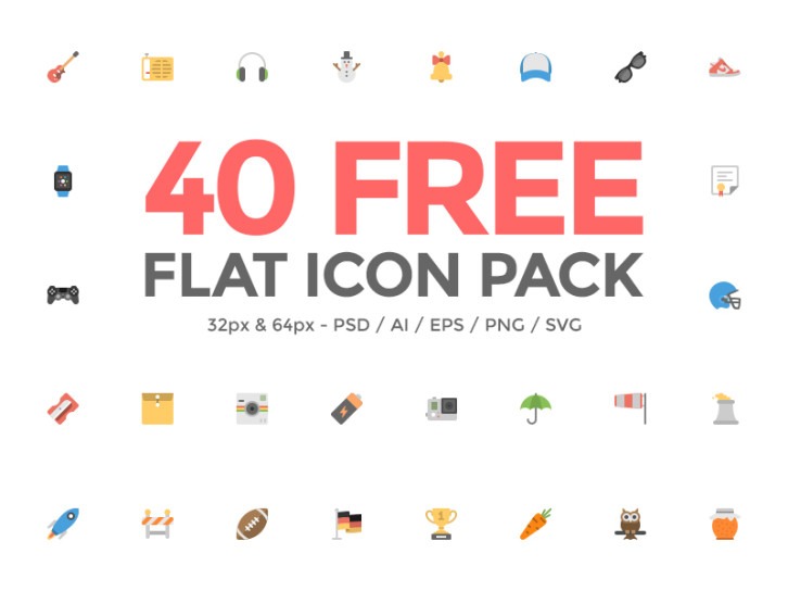 Free 40 Flat Icons from Squid Ink