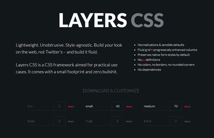 Lightweight, Unobtrusive, Style-agnostic Layers CSS