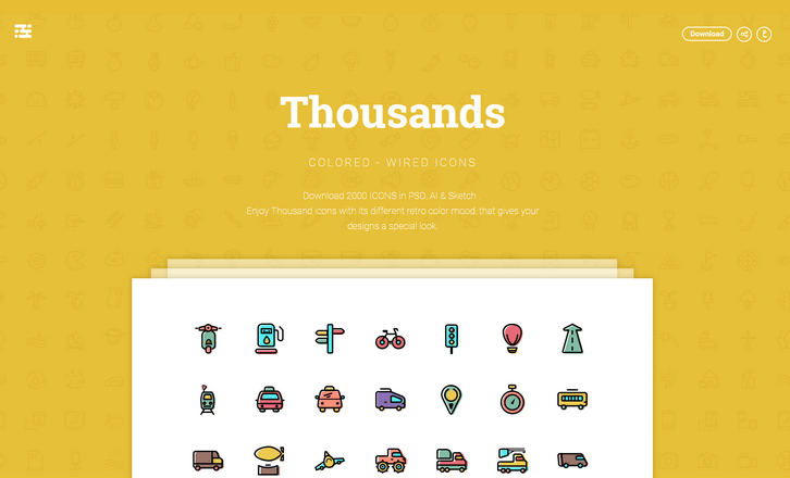 Free 2000+ Scalable Colored Wired Icons