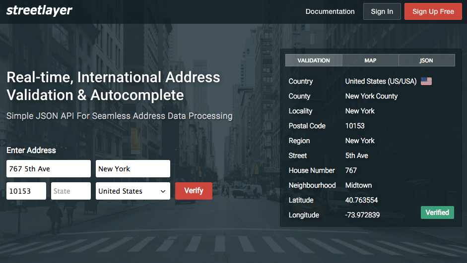 Streetlayer – Free Address Validation & Autocomplete API