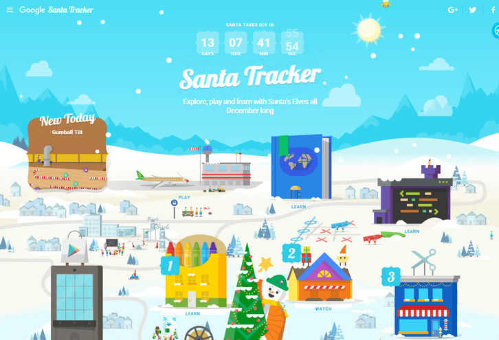 Explore, Play and Learn with Google Santa Tracker