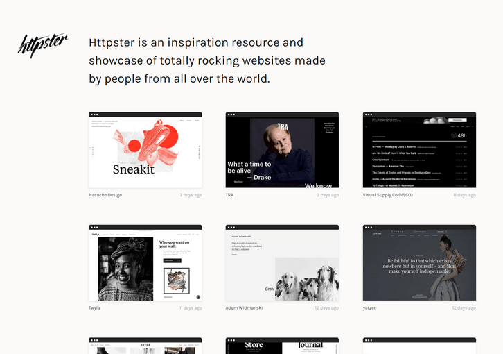 Httpster – A Curated Showcase of Really Hot Web Designs