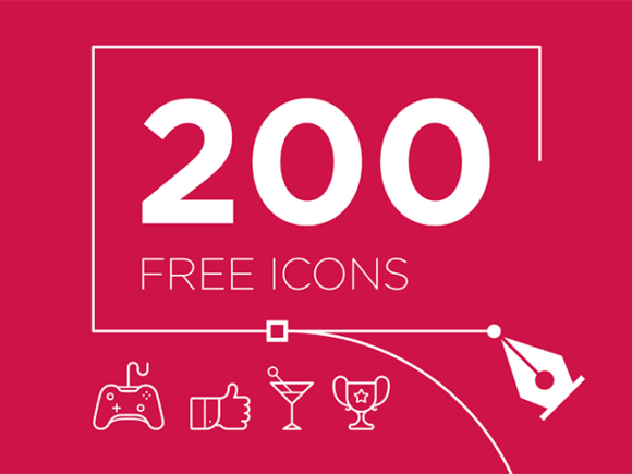 Free 200 vector icons set for Illustrator