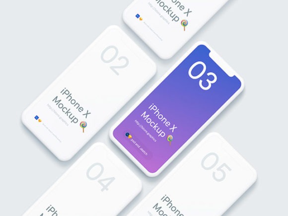 Minimal iPhone X isometric mockups Minimal iPhone X isometric mockups