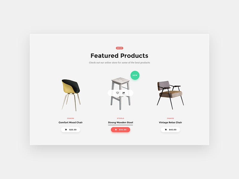 Products Display UI Design for Adobe Photoshop