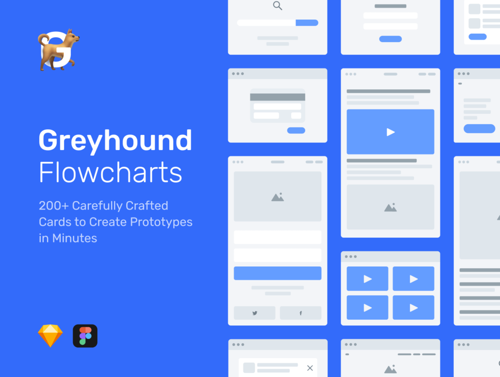Greyhound Flowcharts 2: Free UI Kit for Sketch and Figma