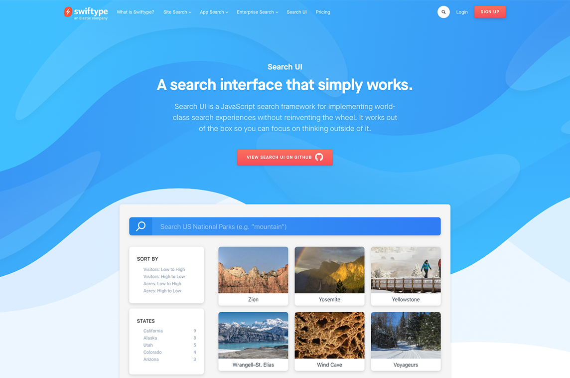 Search UI: React Search Interface built by Elastic