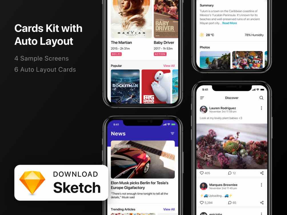 Free Card Kit with Auto Layout for Sketch