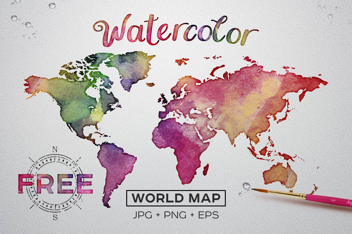 Watercolor World Map for Free