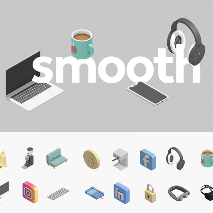 Smooth Isometric 3D Icons Collection for Free
