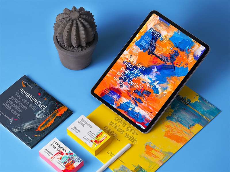 Free iPad Stationery Branding Mockup for Photoshop