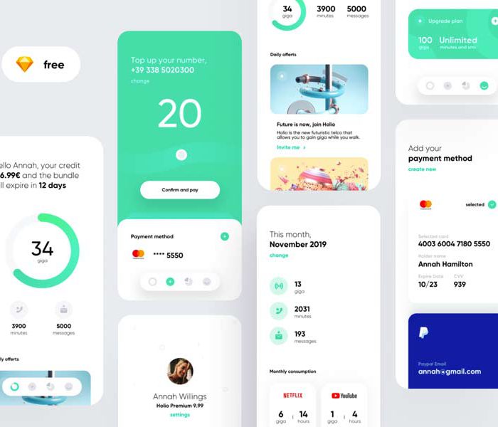 Holio Telco App: Sketch Freebie