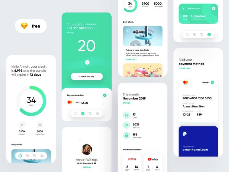 Holio Telco App: Sketch Freebie