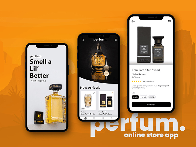 Perfum: Online eCommerce Store Mobile App Design