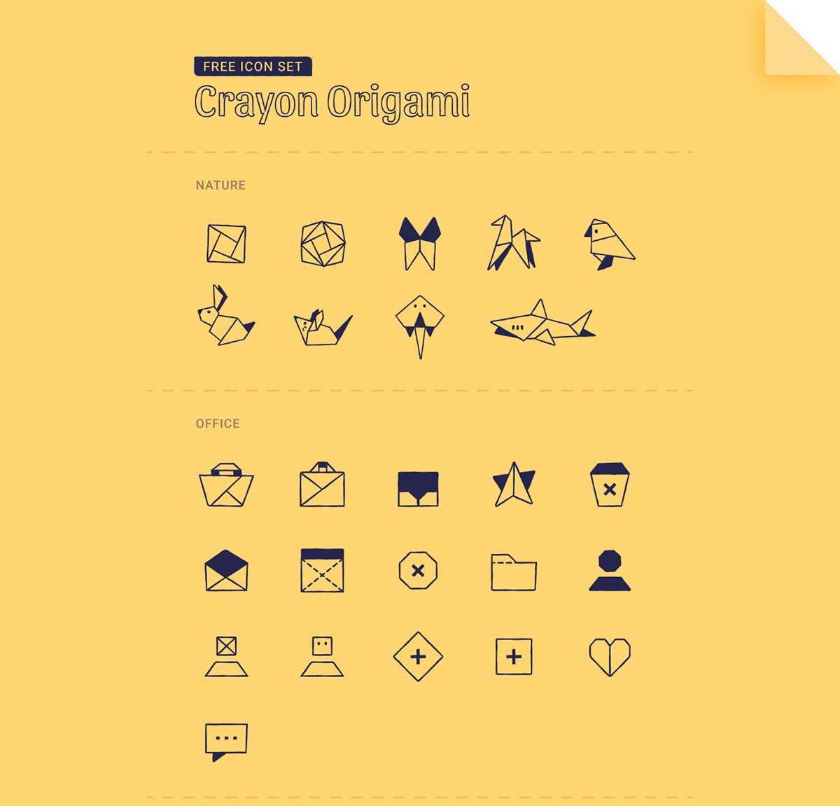 Crayon Origami: Free Icon Set