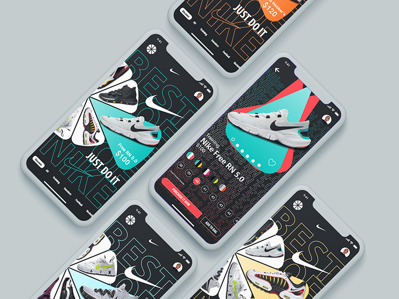 Freebie: Nike Brand UI/UX Mobile Template