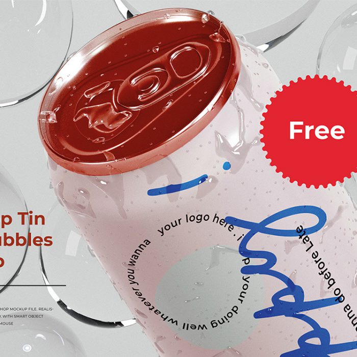 Free Tin Mockup With Bubbles